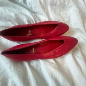 Red Leather Ballet Flats Size 6 | Touché Brazil | Classic Round Toe